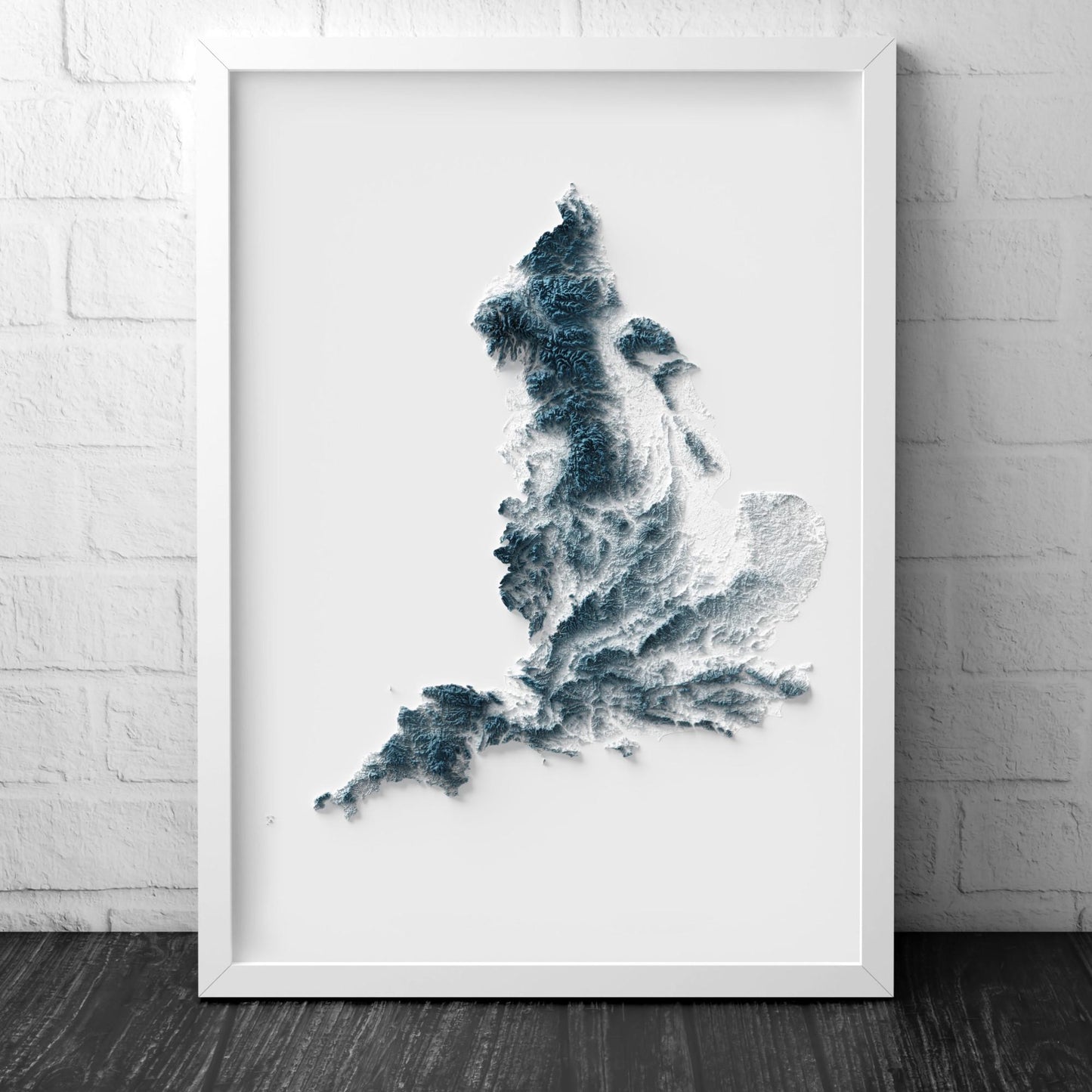 England Map - 2D Print - British Islands Geology - 2D Shaded Relief Map