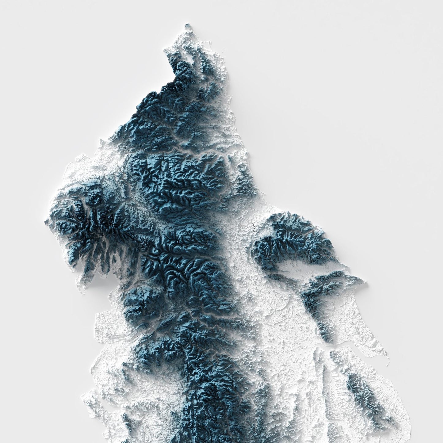 England Map - 2D Print - British Islands Geology - 2D Shaded Relief Map