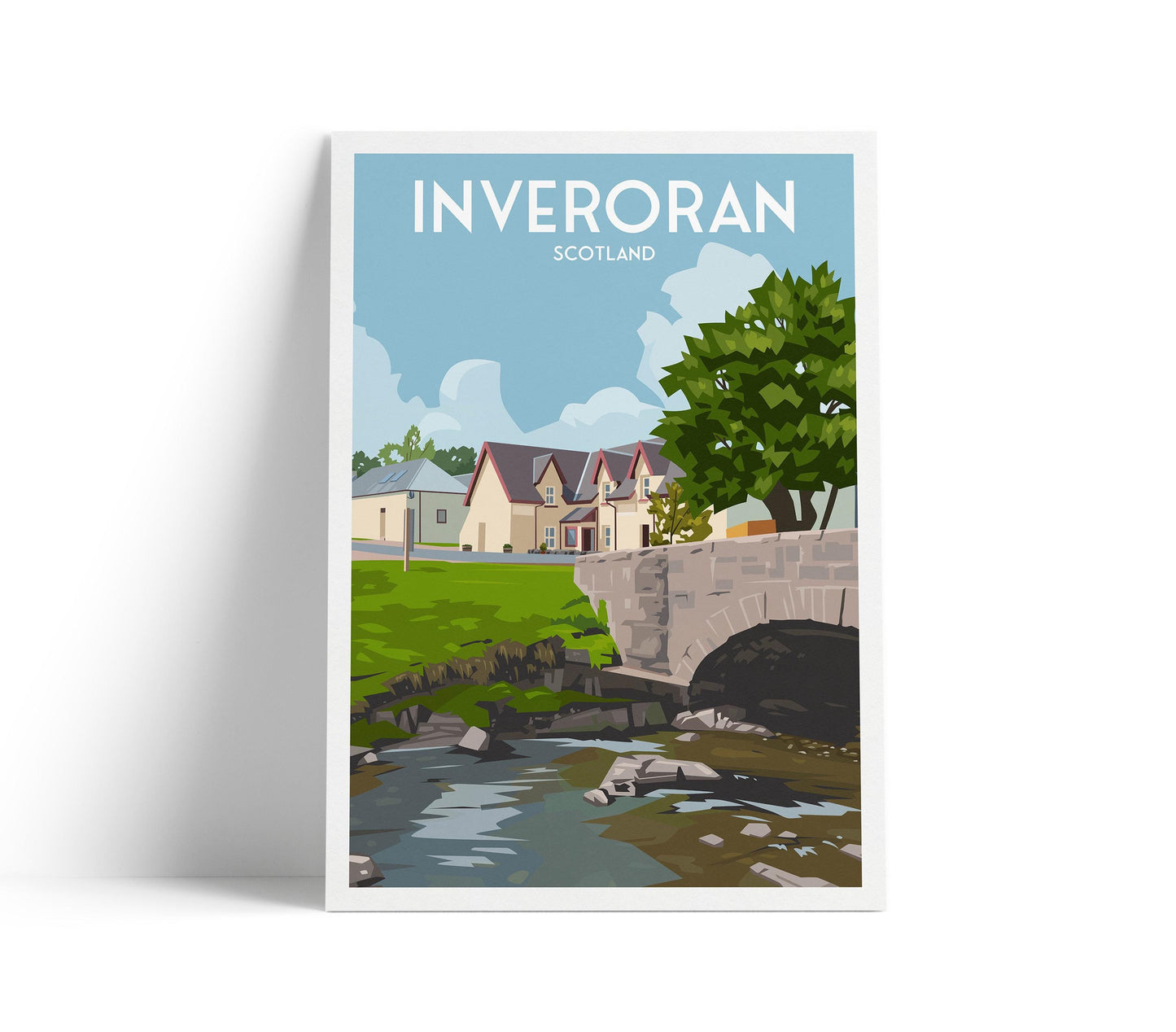 Inveroran Travel Poster – West Highland Way Print Featuring Bridge & Hotel | Scotland Hiking Art Print | A4 A3 A2 A1 Sizes