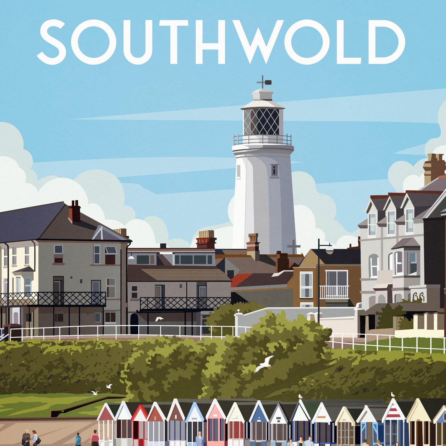 Southwold Lighthouse Print - Beach - Suffolk, England - Travel Poster