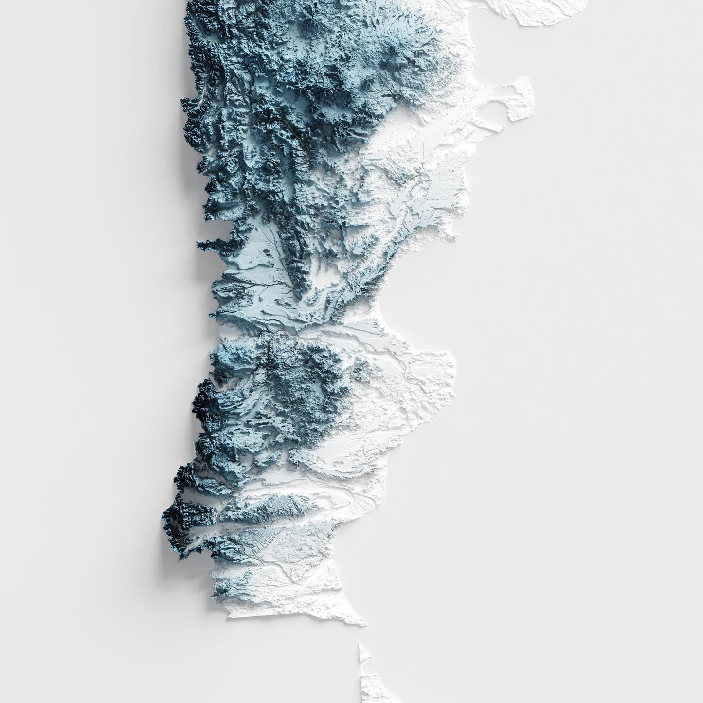 Argentina Art Relief Map - 2D Print - Argentinian Geology - 2D Shaded Relief Map