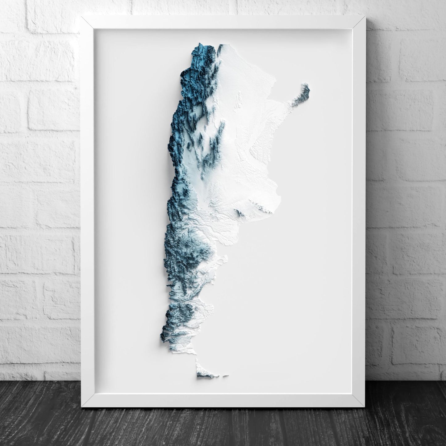Argentina Art Relief Map - 2D Print - Argentinian Geology - 2D Shaded Relief Map