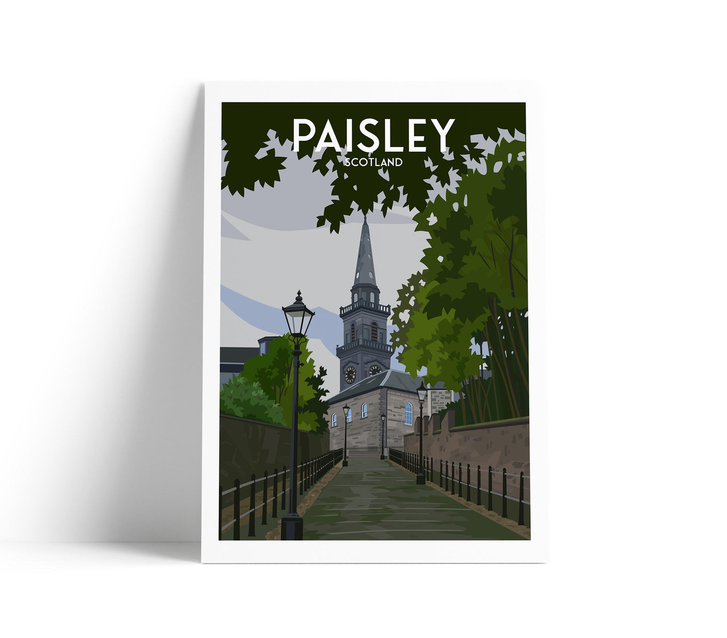 Paisley, Scotland – Travel Poster Print Featuring the High Church (A4, A3, A2, A1 – Matt or Satin Finish)