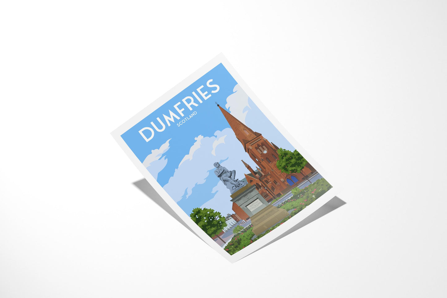Dumfries Travel Poster | Robert Burns Statue Art Print | A4 to A1 Sizes | Matt or Satin Finish