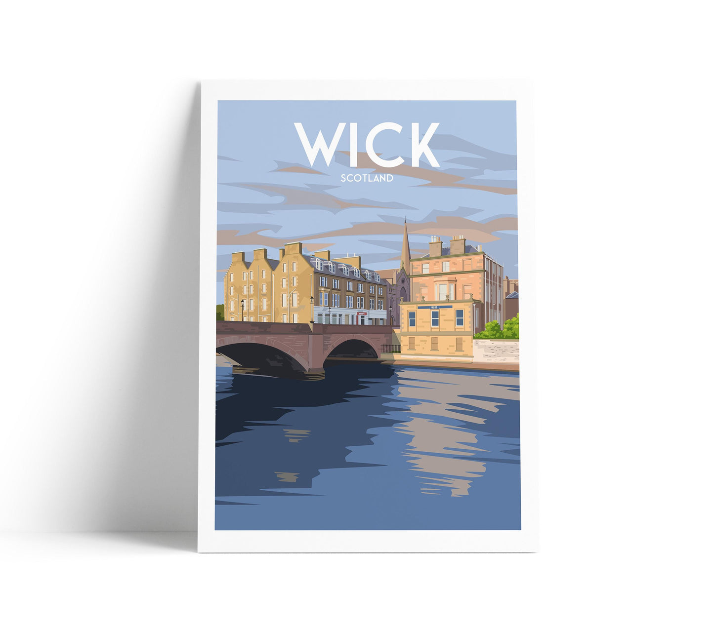 Wick Travel Poster | Caithness Scotland Wall Art Print | A4 to A1 Sizes | Matt or Satin Finish