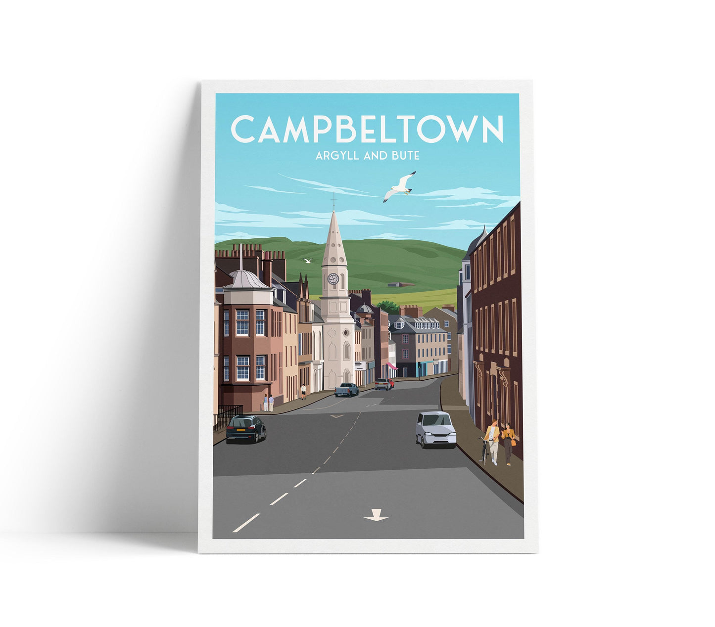 Campbeltown Travel Poster | Argyll and Bute Wall Art | Scottish Coastal Town Print | Scotland Decor | Modern Travel Illustration