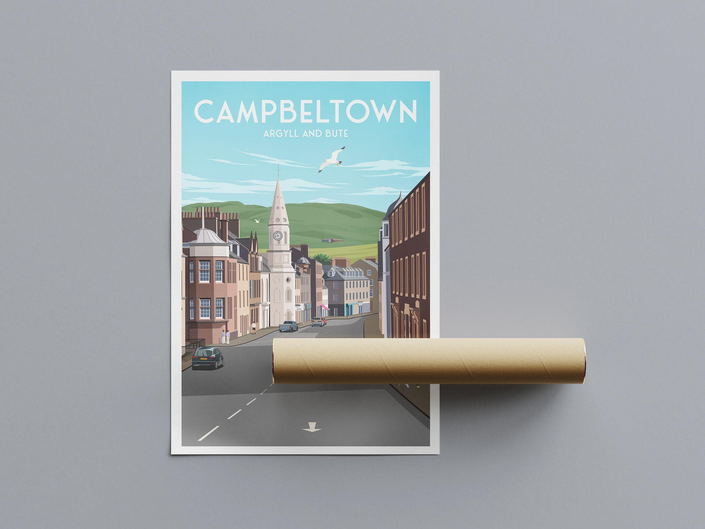 Campbeltown Travel Poster | Argyll and Bute Wall Art | Scottish Coastal Town Print | Scotland Decor | Modern Travel Illustration