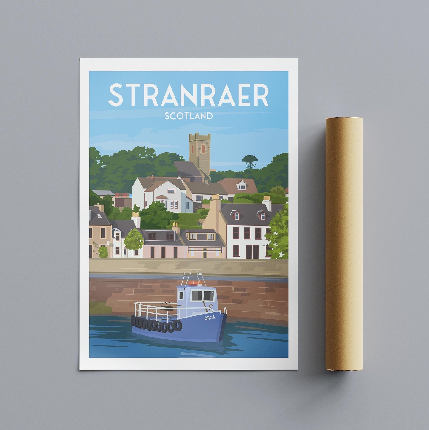 Stranraer Travel Poster Print | Scottish Coastal Wall Art | A4 to A1 Sizes | Matt or Satin Finish