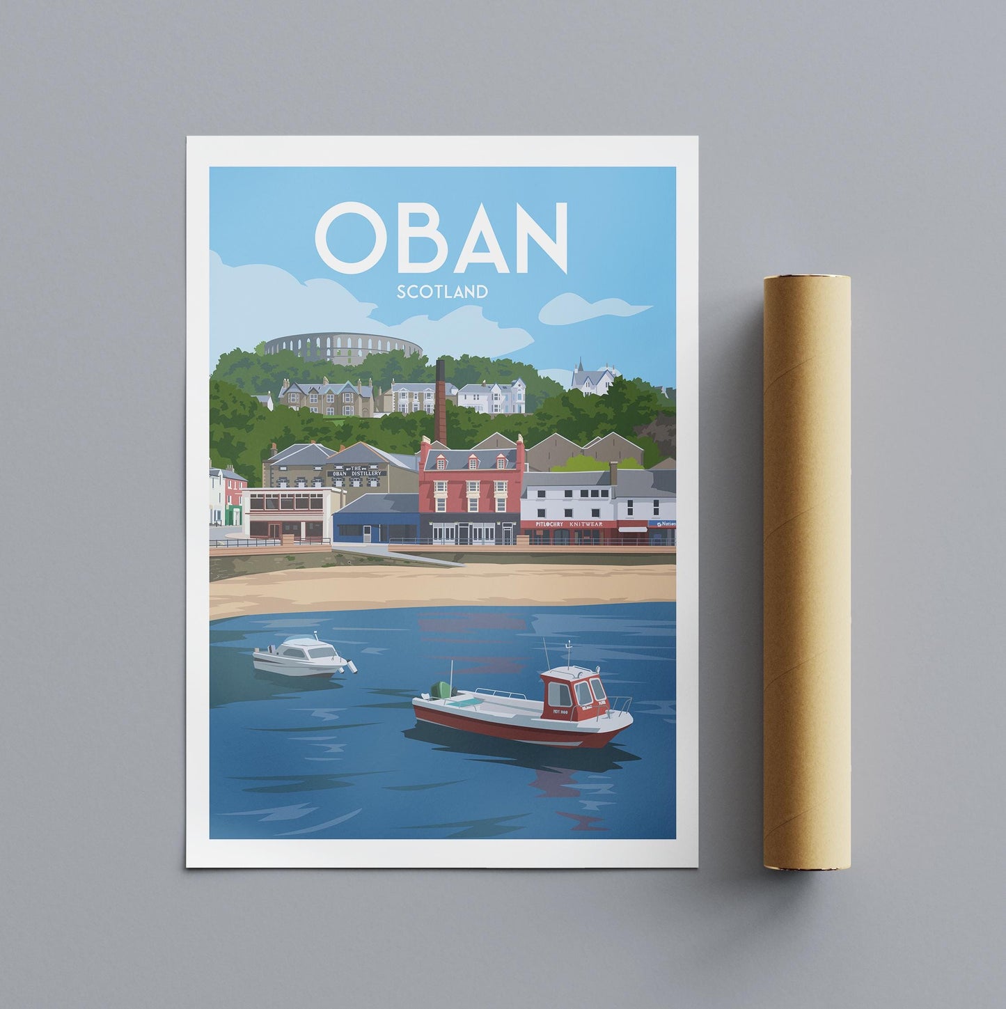 Oban Travel Poster | Scotland Coastal Wall Art | A4 to A1 Sizes | Matt or Satin Finish