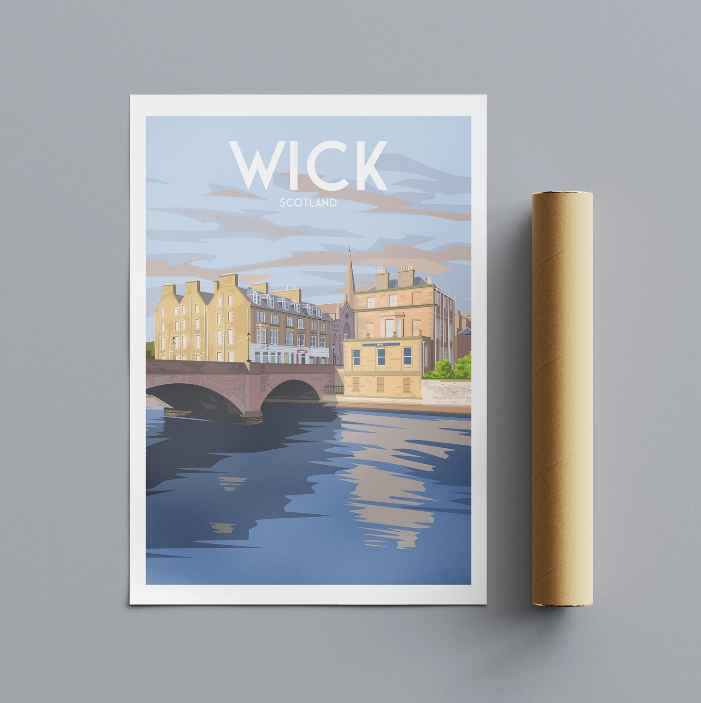 Wick Travel Poster | Caithness Scotland Wall Art Print | A4 to A1 Sizes | Matt or Satin Finish