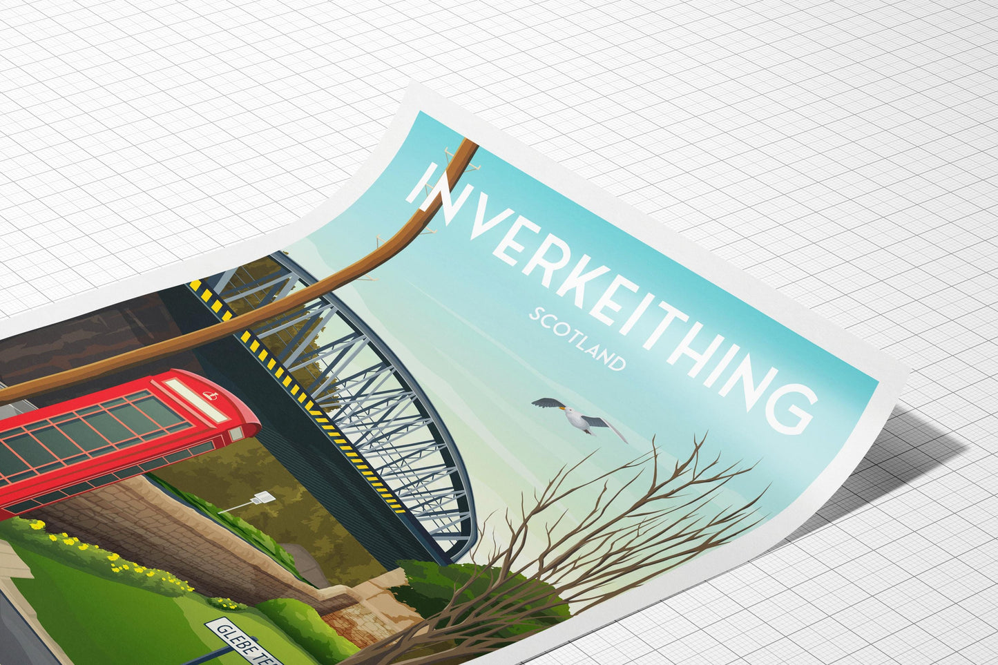 Inverkeithing Travel Poster – Glebe Terrace & Railway Bridge – A4 to A1 Wall Art Print