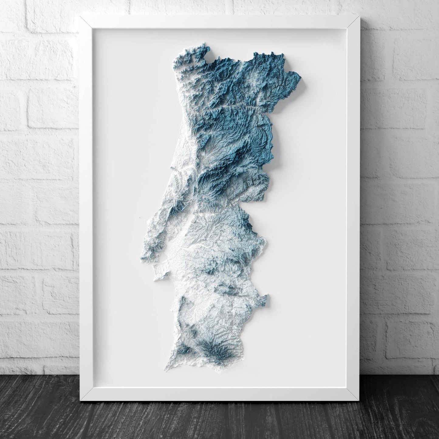 Portugal Map Wall Art Print – Modern Topographic Poster of Portugal – A4 to A2 Unframed