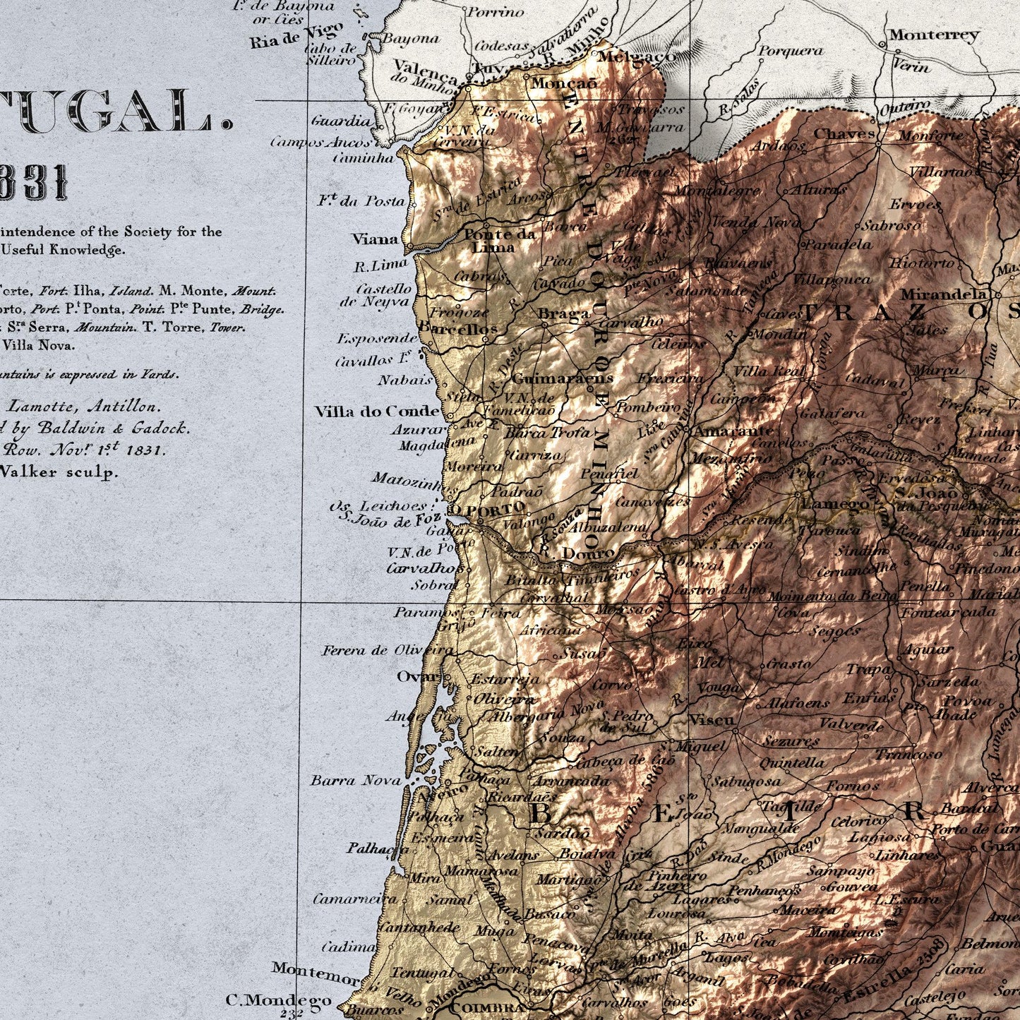Portugal 1831 Vintage Map Print – Historical Wall Art Poster – Unframed A4 to A2