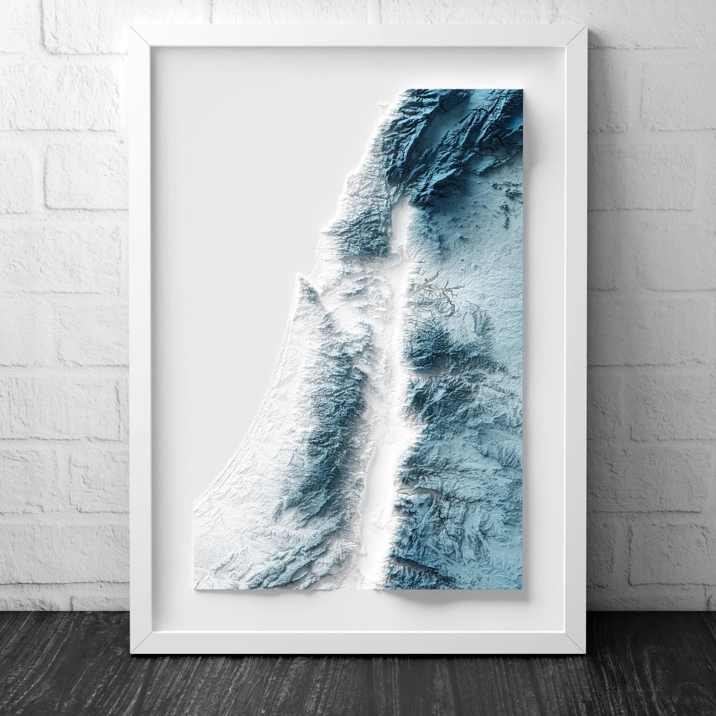 Israel 3D Relief Map Wall Art – Modern Topographic Poster – A4 to A2 Unframed Print