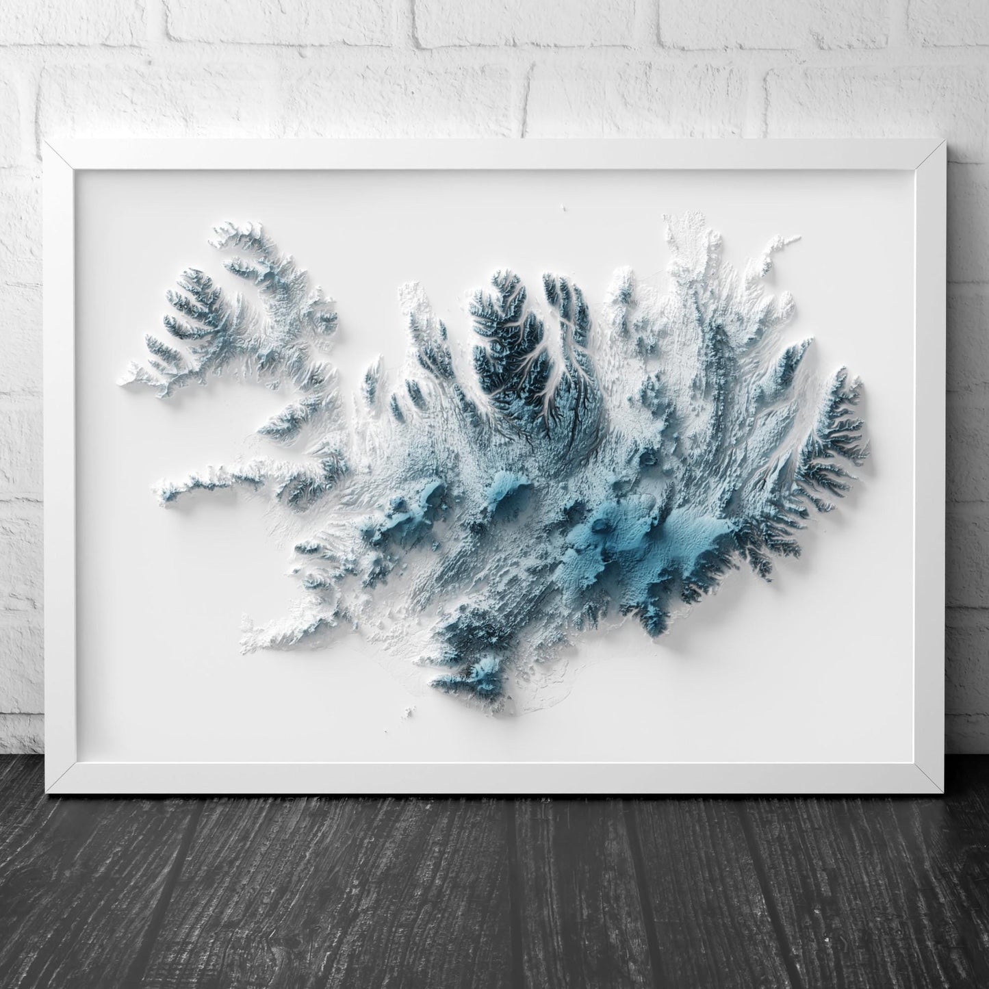 Iceland Art Relief Map - Iceland Geology - 2D Shaded Relief Map - retro map - kopavogur - Reykjavik - Icelandic Art