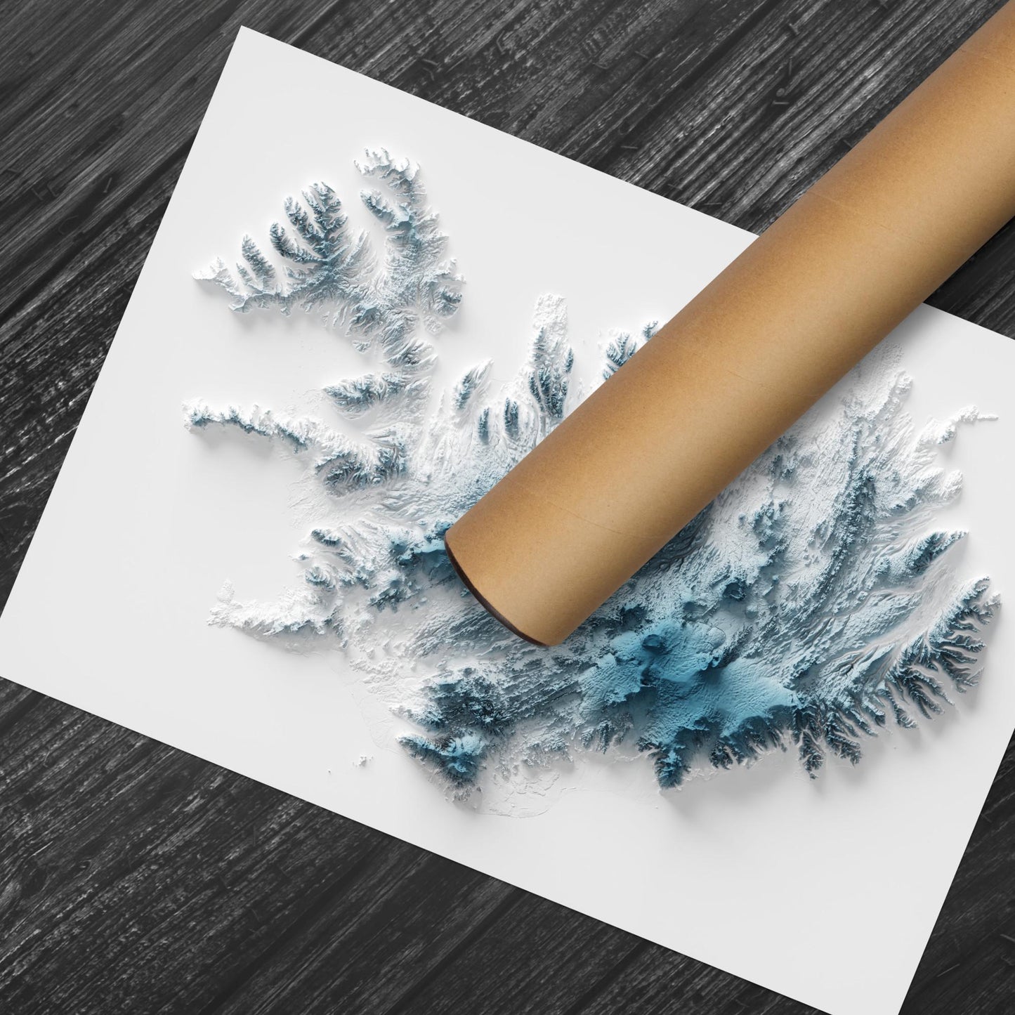 Iceland Art Relief Map - Iceland Geology - 2D Shaded Relief Map - retro map - kopavogur - Reykjavik - Icelandic Art
