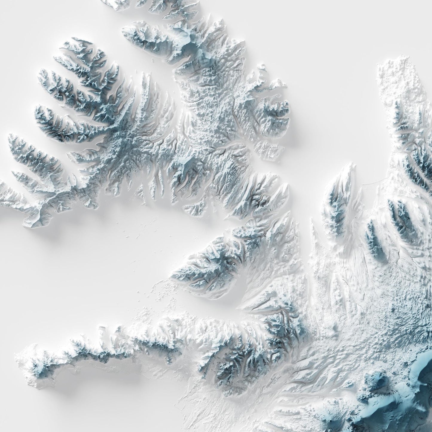 Iceland Art Relief Map - Iceland Geology - 2D Shaded Relief Map - retro map - kopavogur - Reykjavik - Icelandic Art
