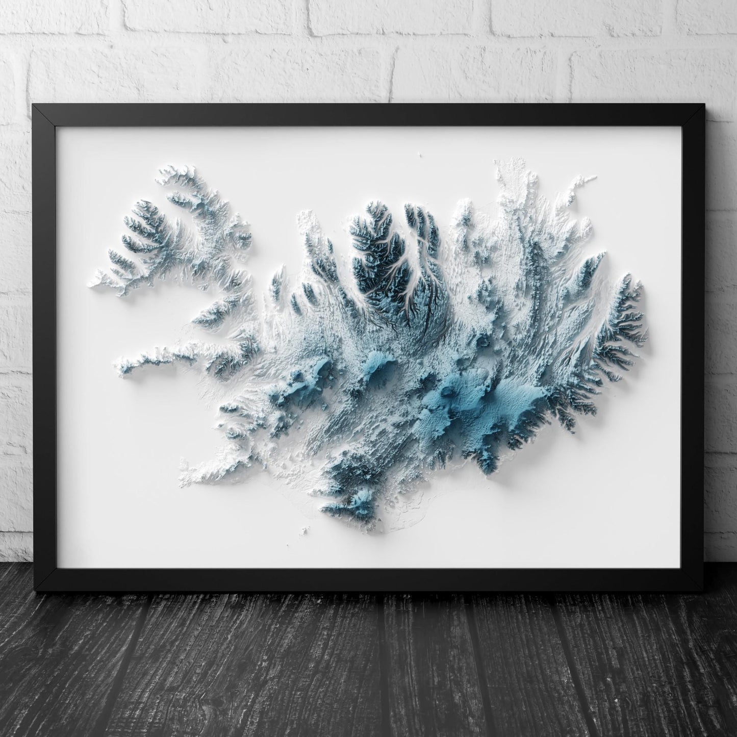 Iceland Art Relief Map - Iceland Geology - 2D Shaded Relief Map - retro map - kopavogur - Reykjavik - Icelandic Art