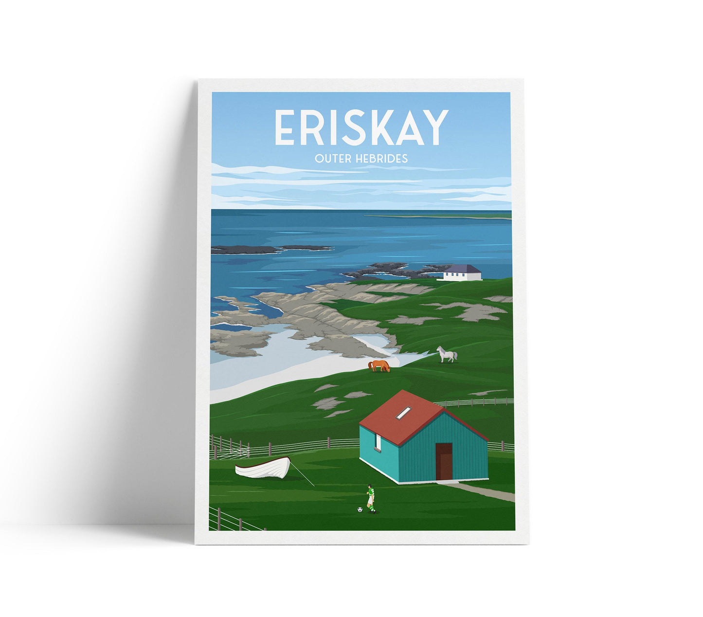 Eriskay Travel Poster – Outer Hebrides Wall Art Print | A4–A1 | Matt or Satin Finish