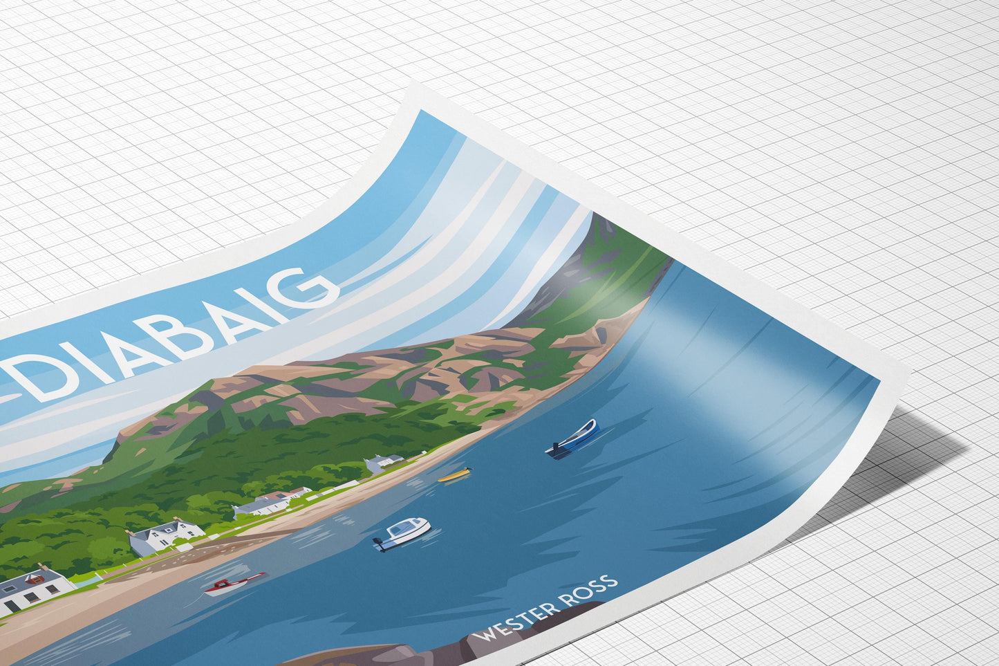 Diabaig Travel Poster | Wester Ross Wall Art | A4 – A1 Sizes | Scotland Coastal Village Print | Matt or Satin Finish