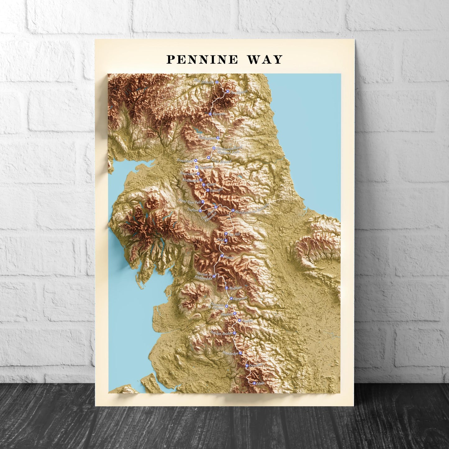 Pennine Way Map Wall Art Print – A4 to A1 Satin Poster