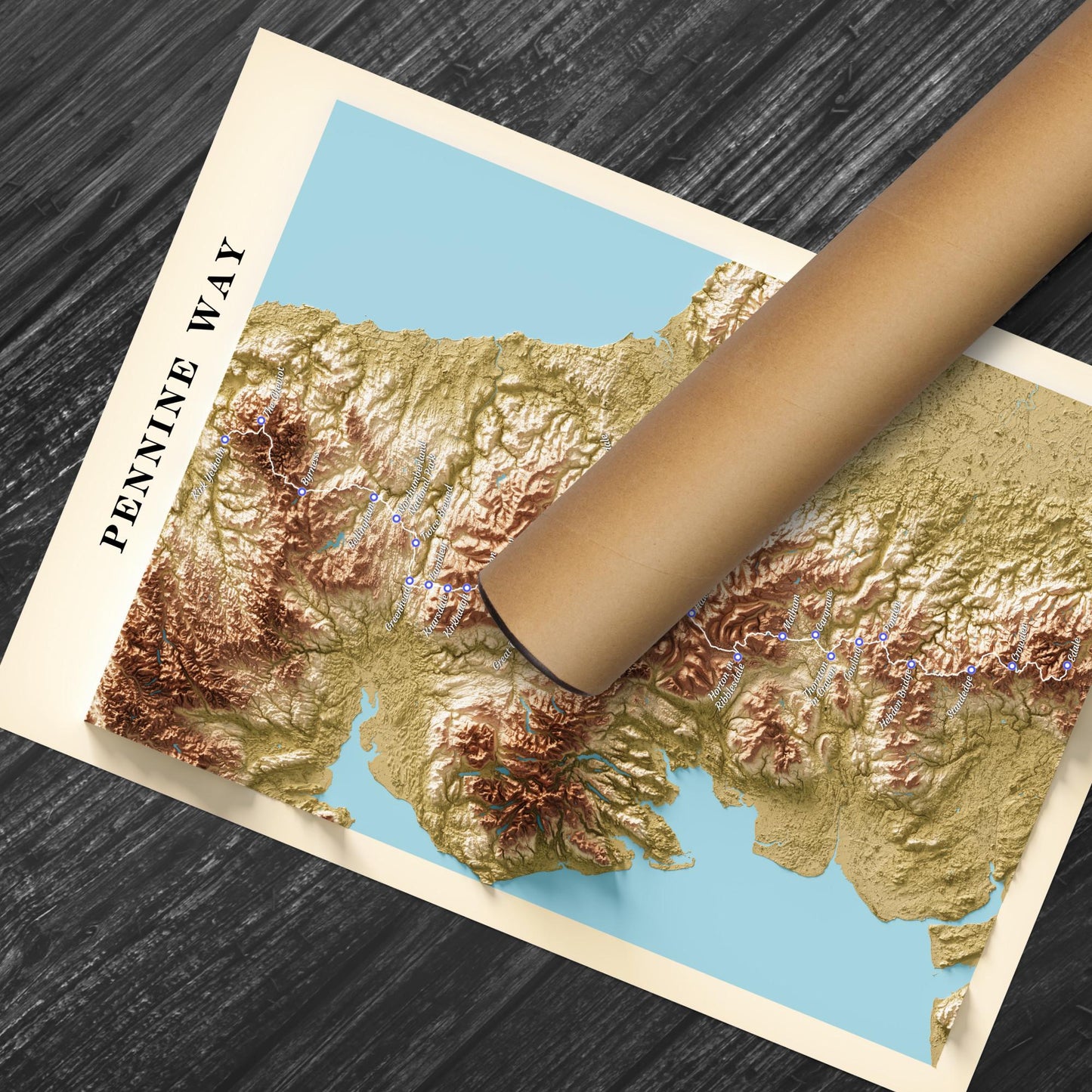 Pennine Way Map Wall Art Print – A4 to A1 Satin Poster