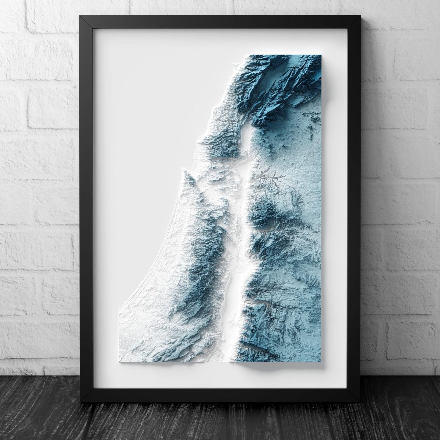 Israel 3D Relief Map Wall Art – Modern Topographic Poster – A4 to A2 Unframed Print