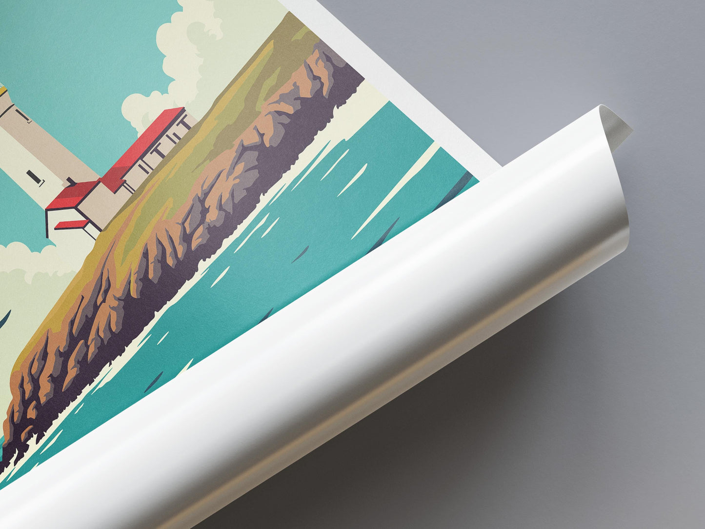 Orkney Lighthouse Travel Poster: Vintage Scottish Coastal Art