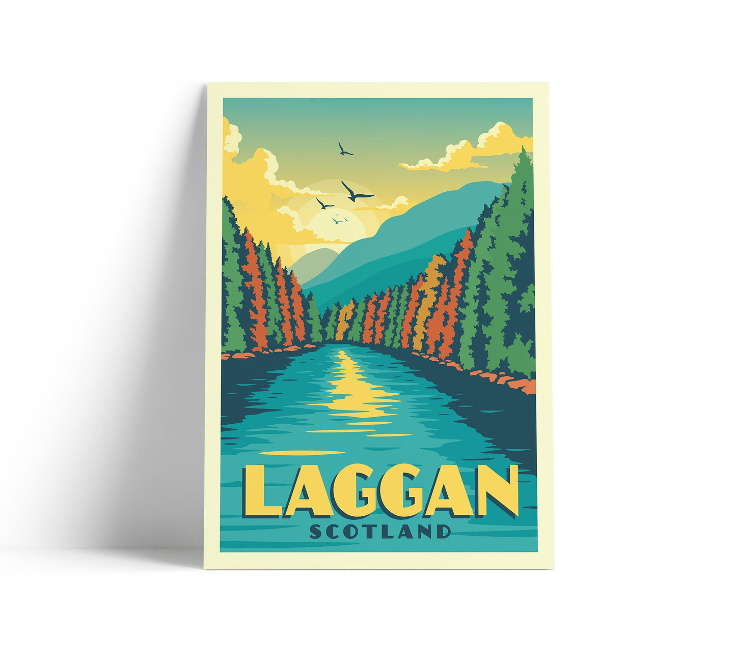 Laggan Scotland Travel Poster – Vintage-Style Wall Art Print – Scenic Highland Landscape