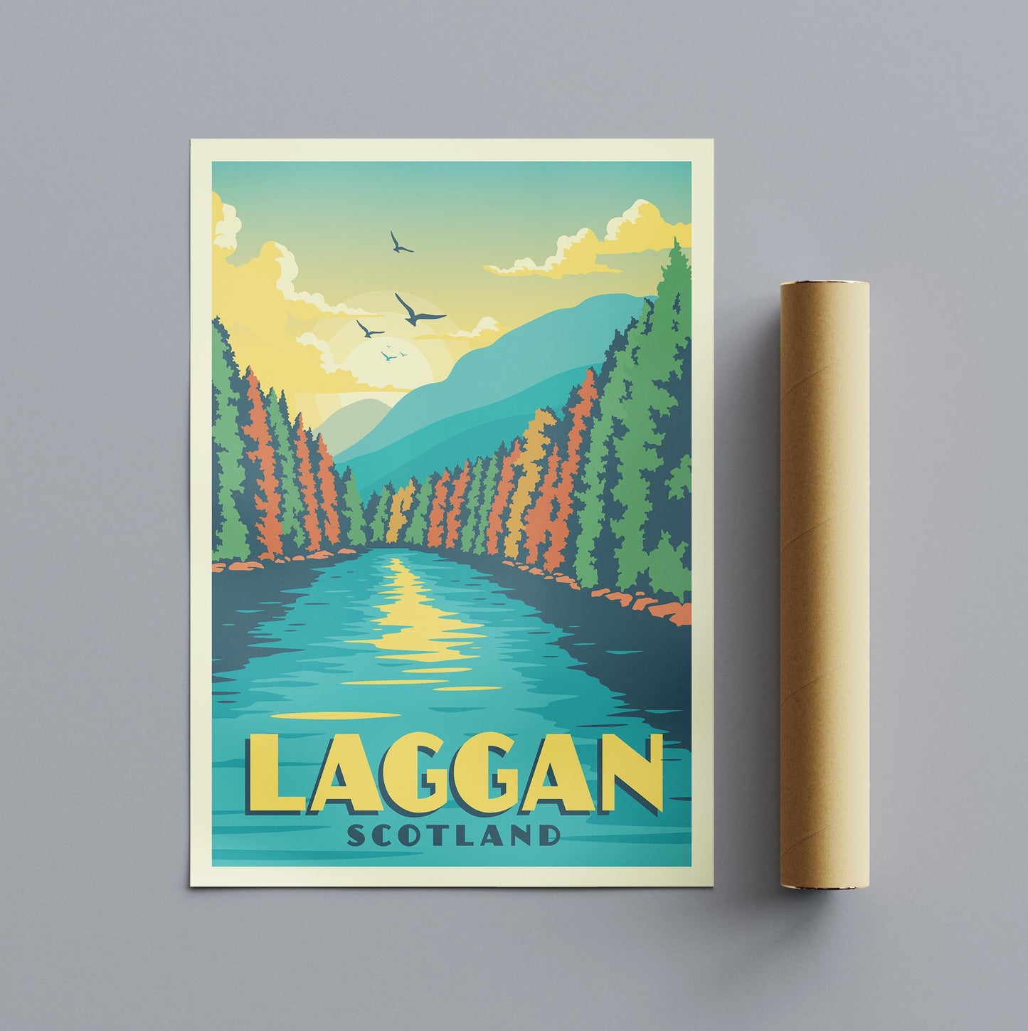 Laggan Scotland Travel Poster – Vintage-Style Wall Art Print – Scenic Highland Landscape