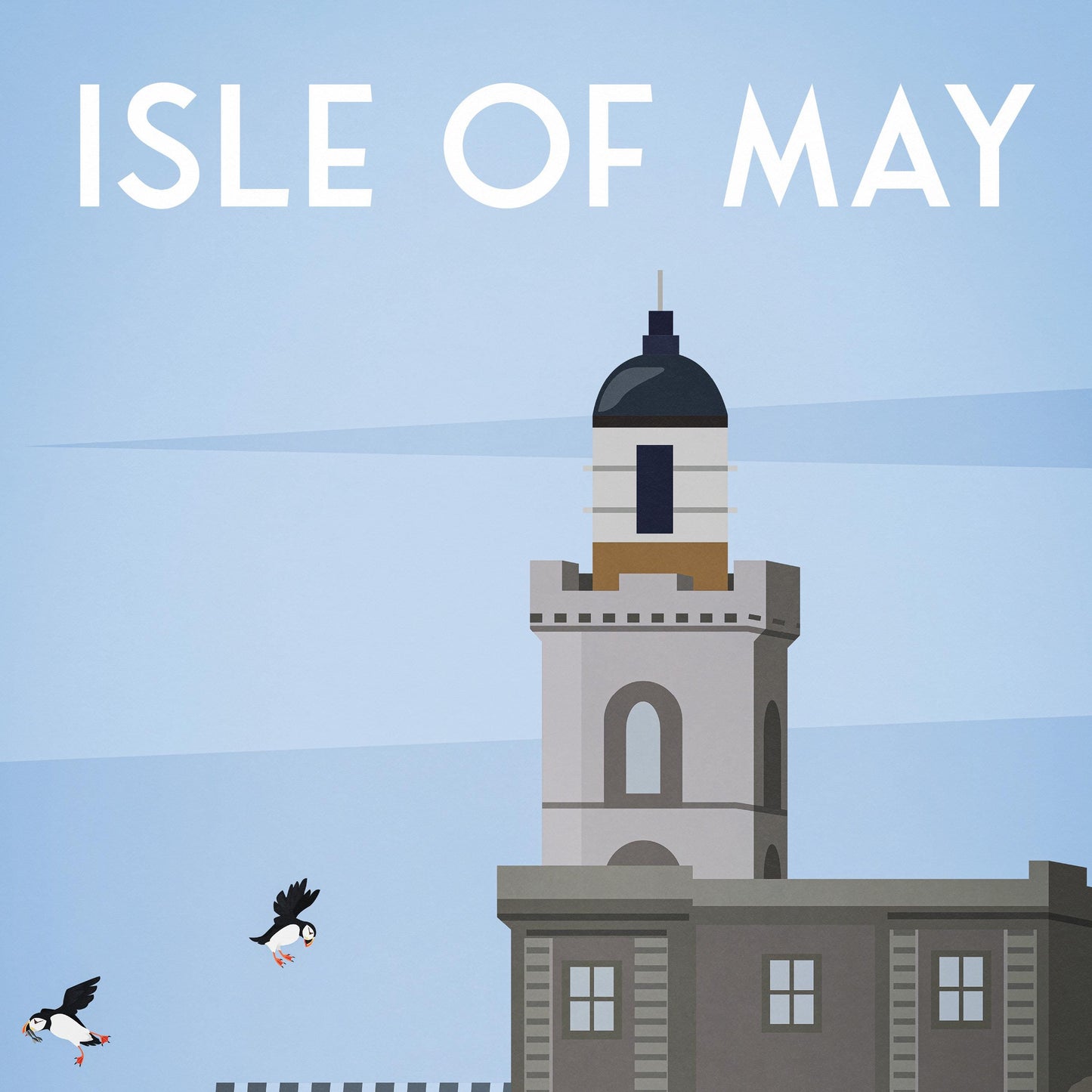 Isle of May Print - High Light Lighthouse, Puffins, Scotland