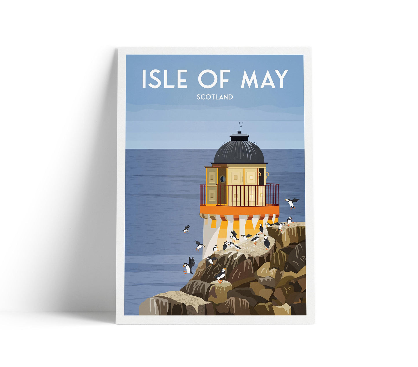 Isle of May Print - Low Light Lighthouse - Puffins, Scotland