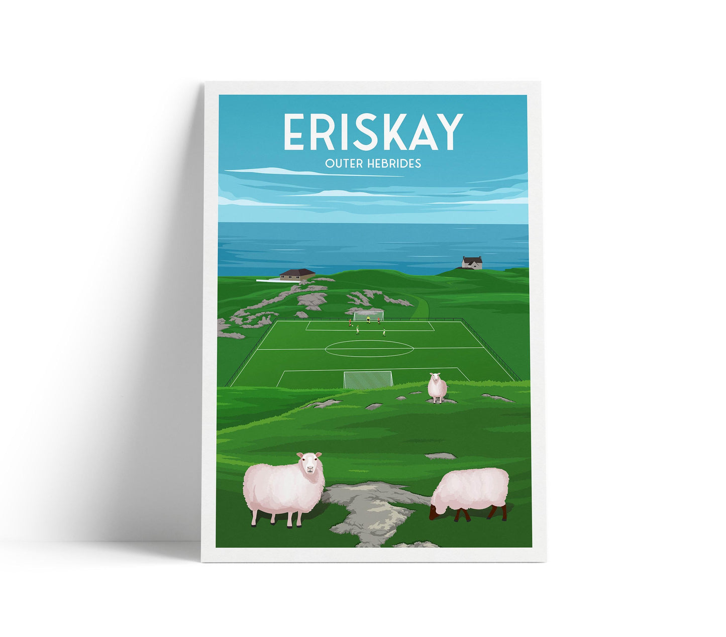 Eriskay Travel Poster – Football Pitch - Outer Hebrides Wall Art Print | A4–A1 |