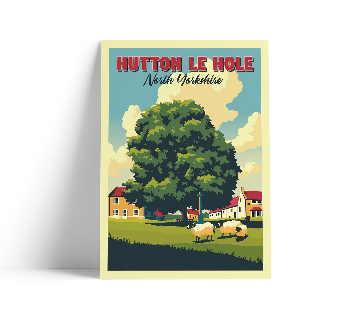 Hutton le Hole North Yorkshire Travel Poster – Vintage-Style Village Wall Art Print – Countryside Landscape