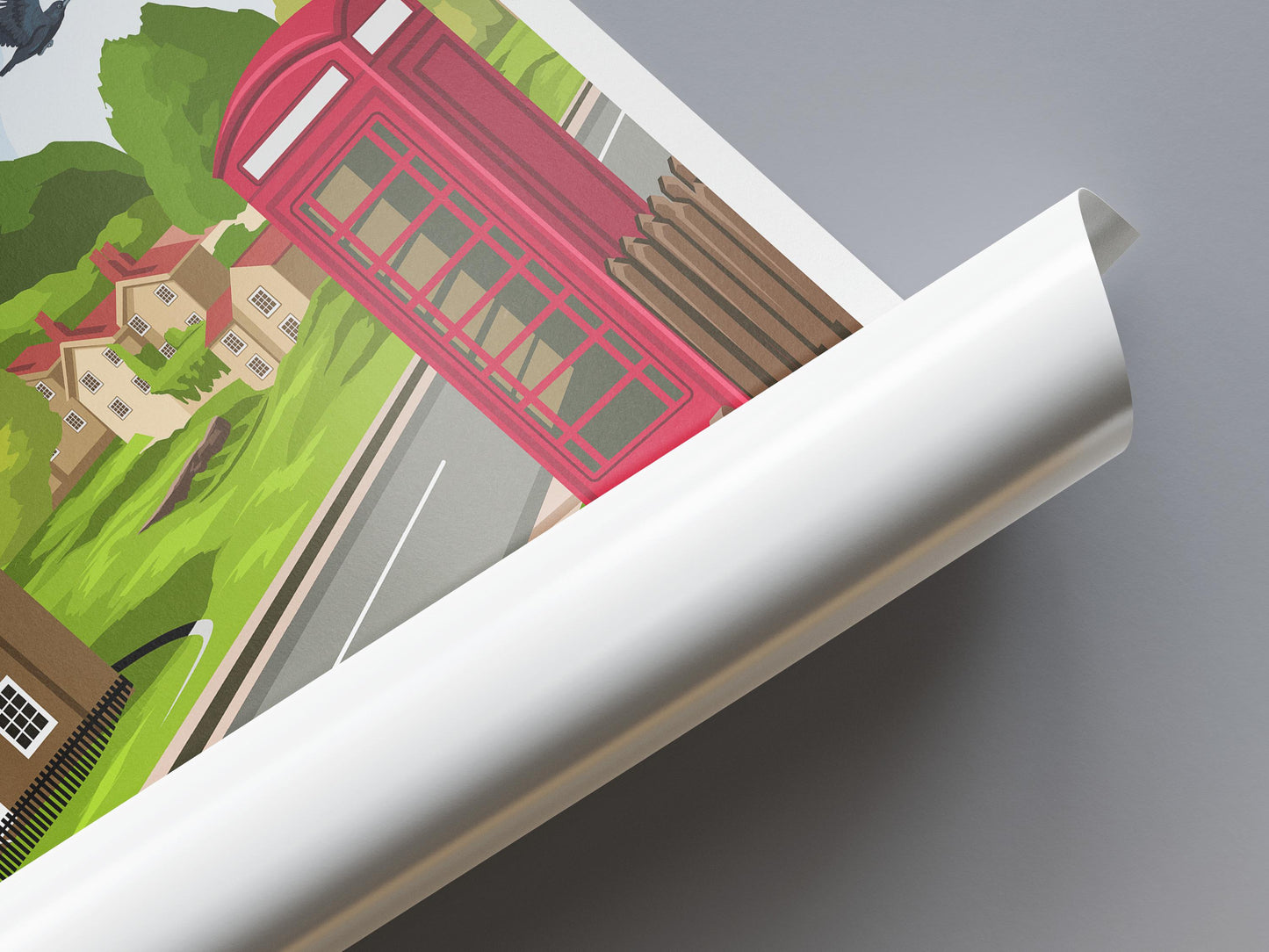 Hutton le Hole Travel Poster: Yorkshire Village, Red Telephone Box