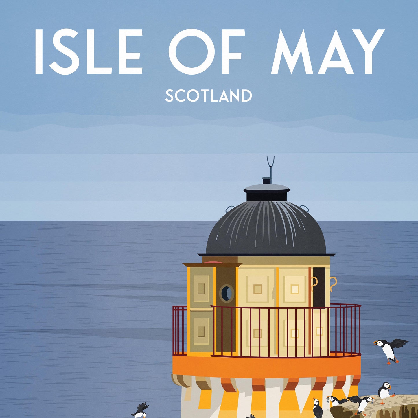 Isle of May Print - Low Light Lighthouse - Puffins, Scotland