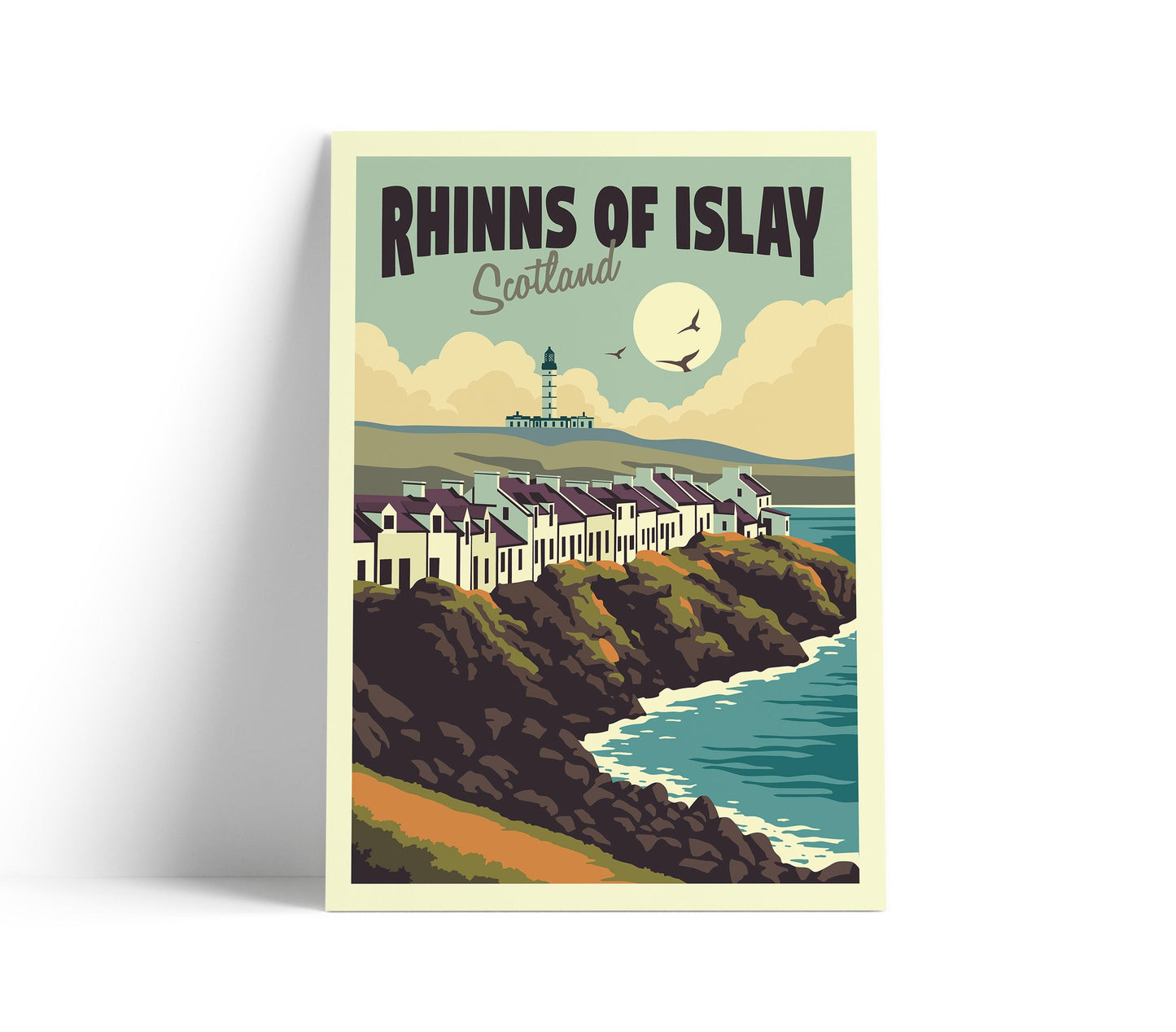 Rhinns of Islay Vintage Travel Poster: Scotland Coastal Art Print