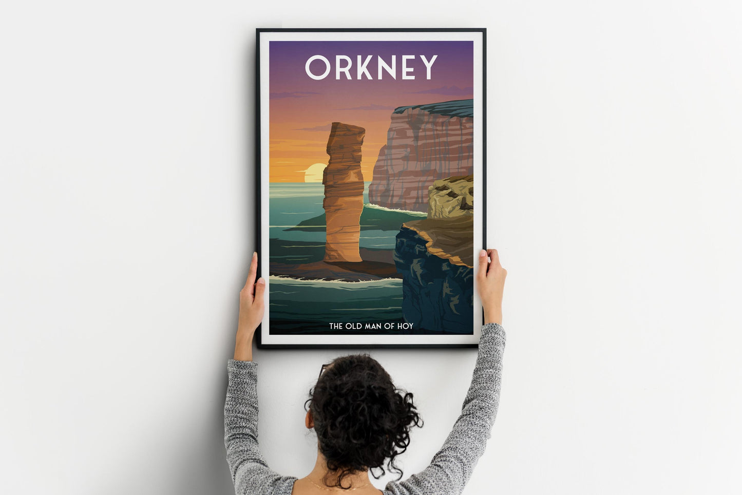 Orkney Scotland Travel Poster: Old Man of Hoy Coastal Print