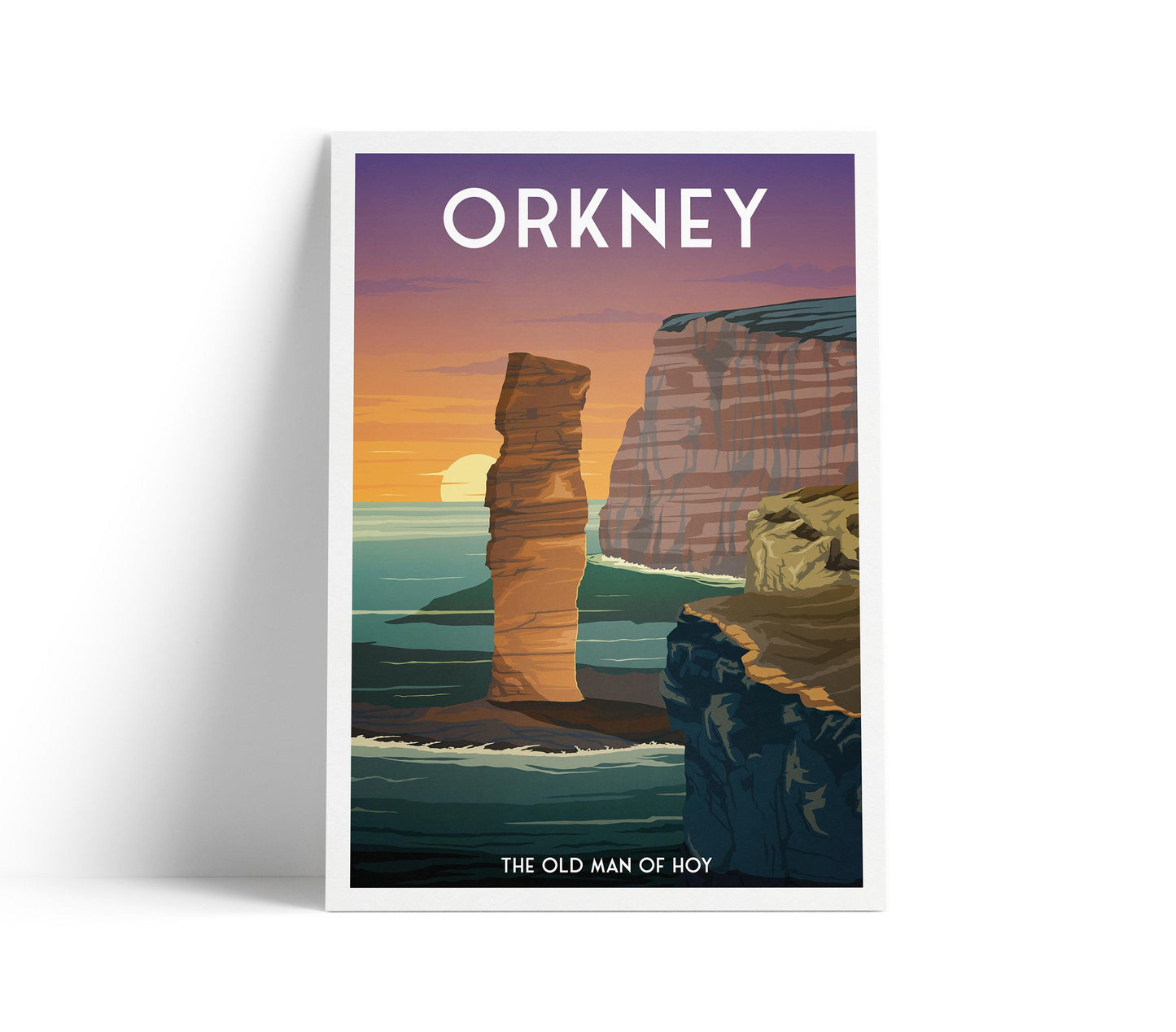 Orkney Scotland Travel Poster: Old Man of Hoy Coastal Print
