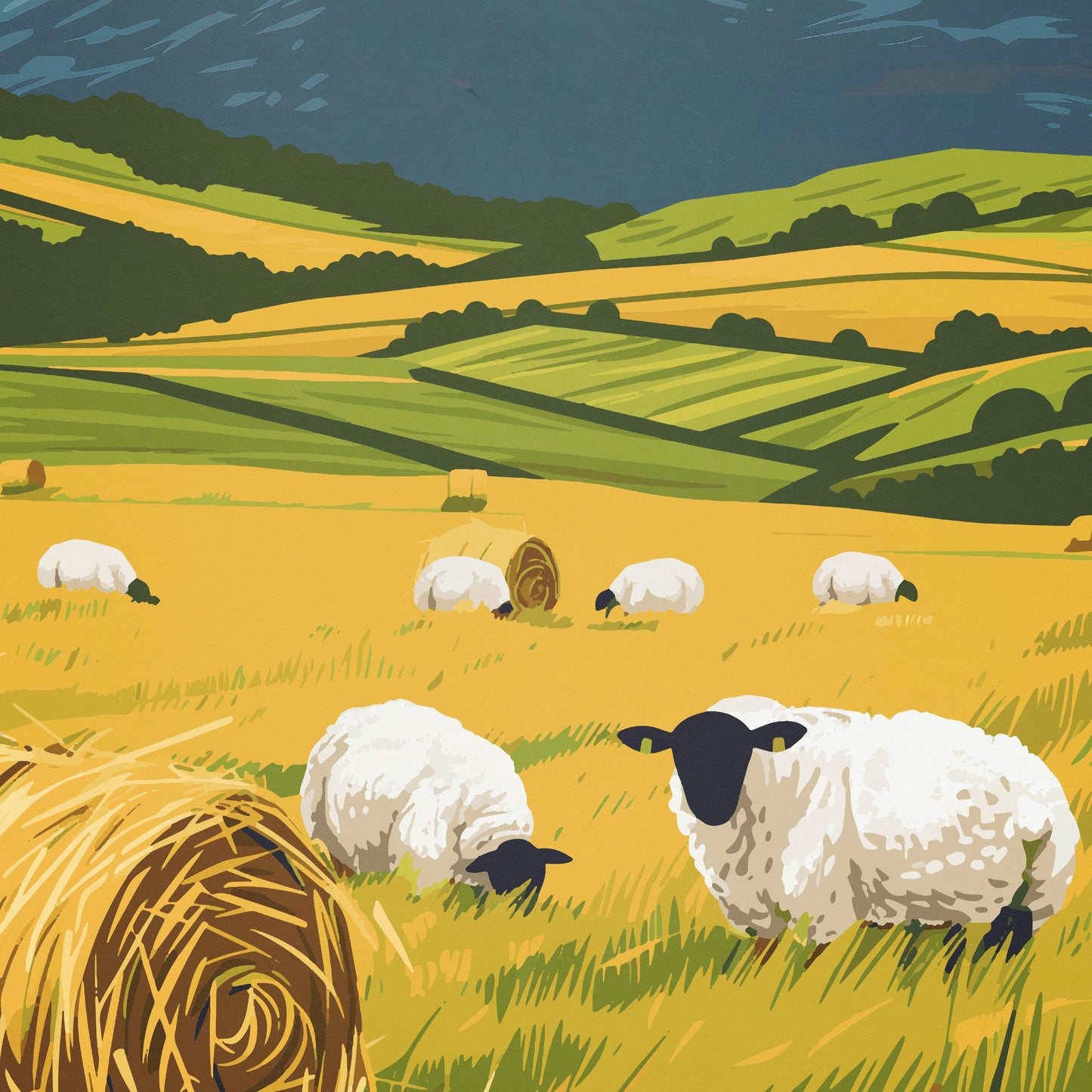 Bennachie Travel Poster, Aberdeenshire Wall Art, Scottish Landscape Print, Vintage Style Illustration (A4–A2)