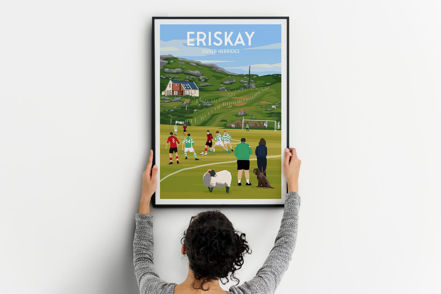 Eriskay Travel Poster – Football Pitch - Outer Hebrides Wall Art Print