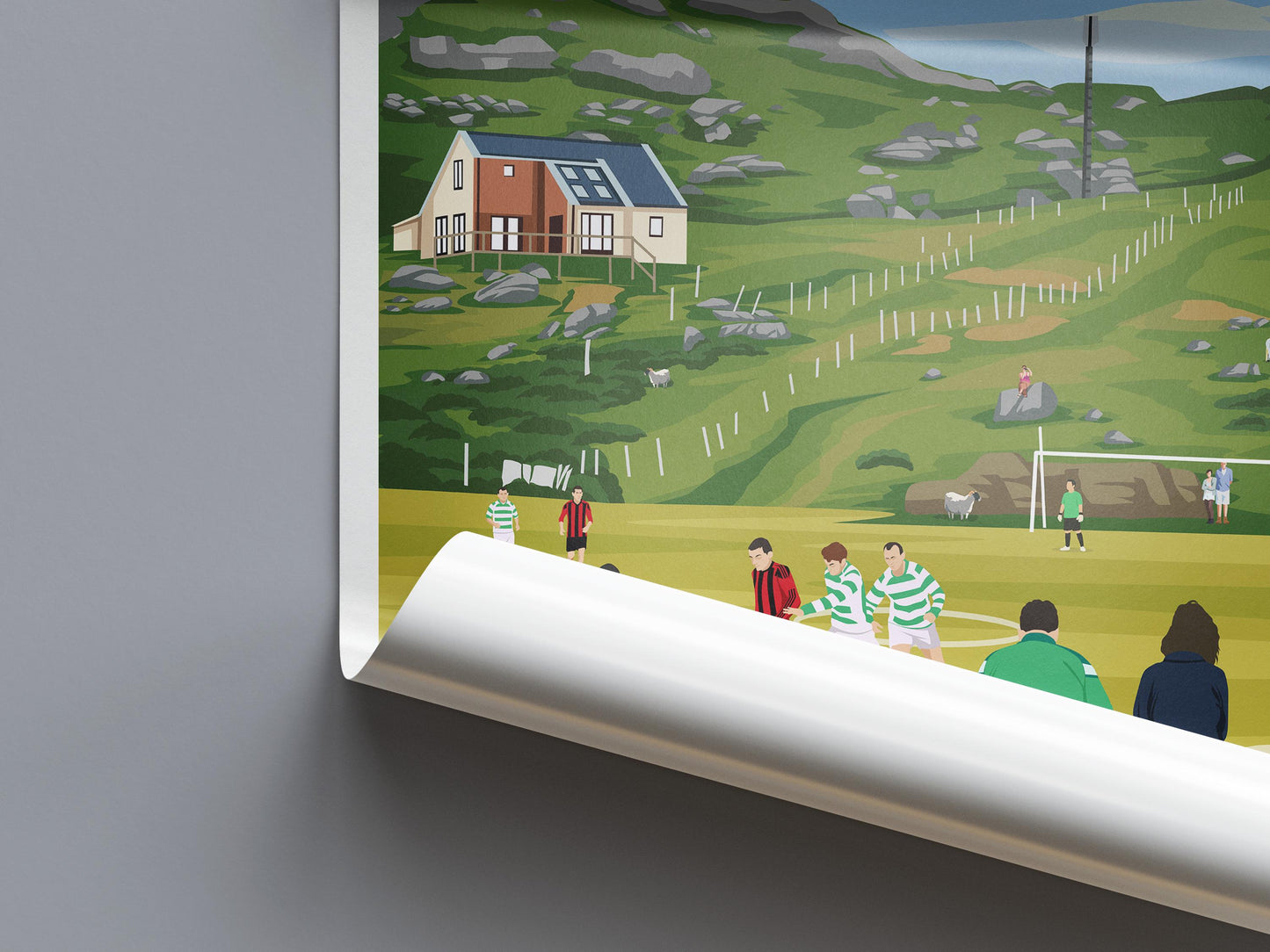 Eriskay Travel Poster – Football Pitch - Outer Hebrides Wall Art Print