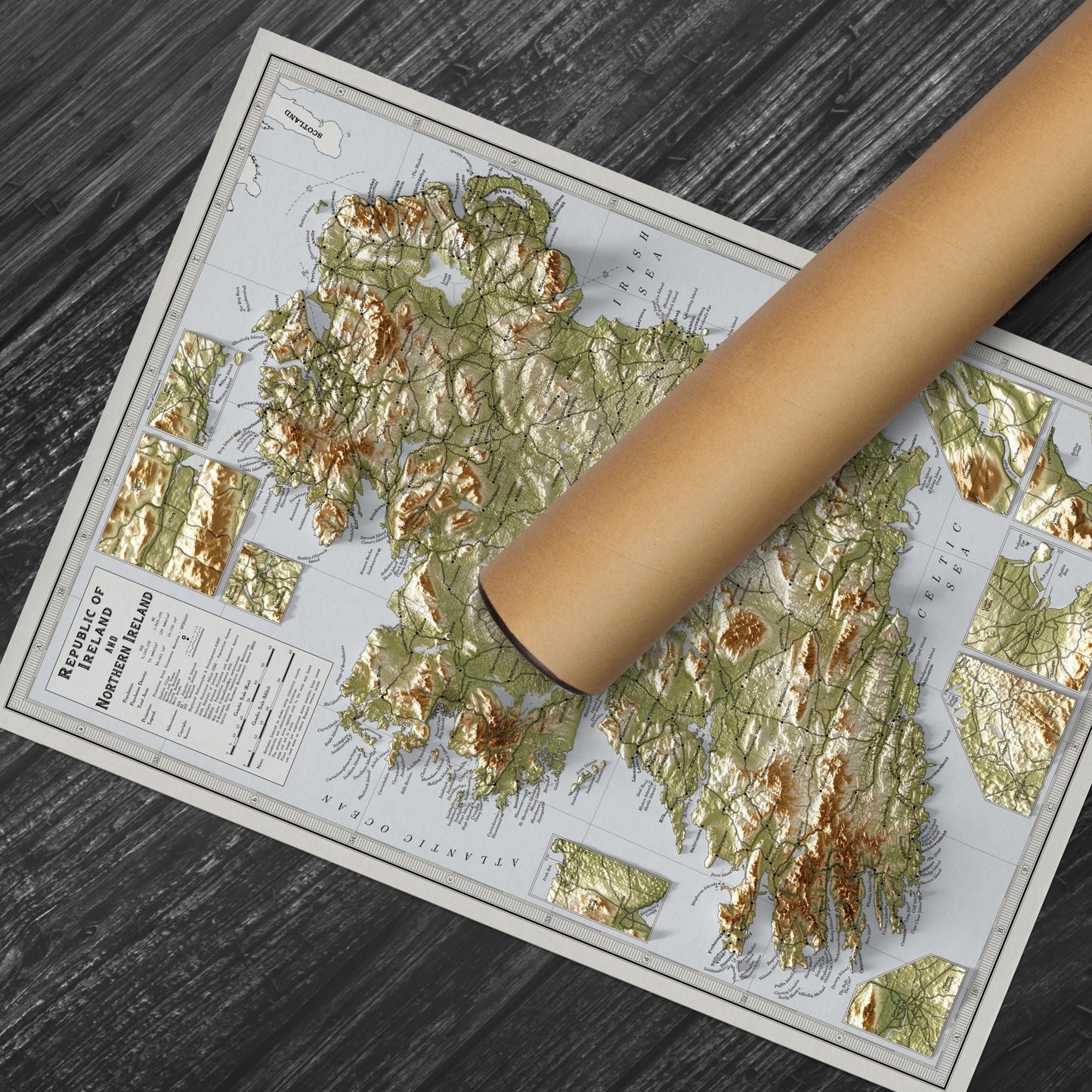 Political Map of Ireland & Northern Ireland – Vintage Style Wall Art Print – A3, A2, A1, 24x18, 32x24 – Matt or Satin Poster