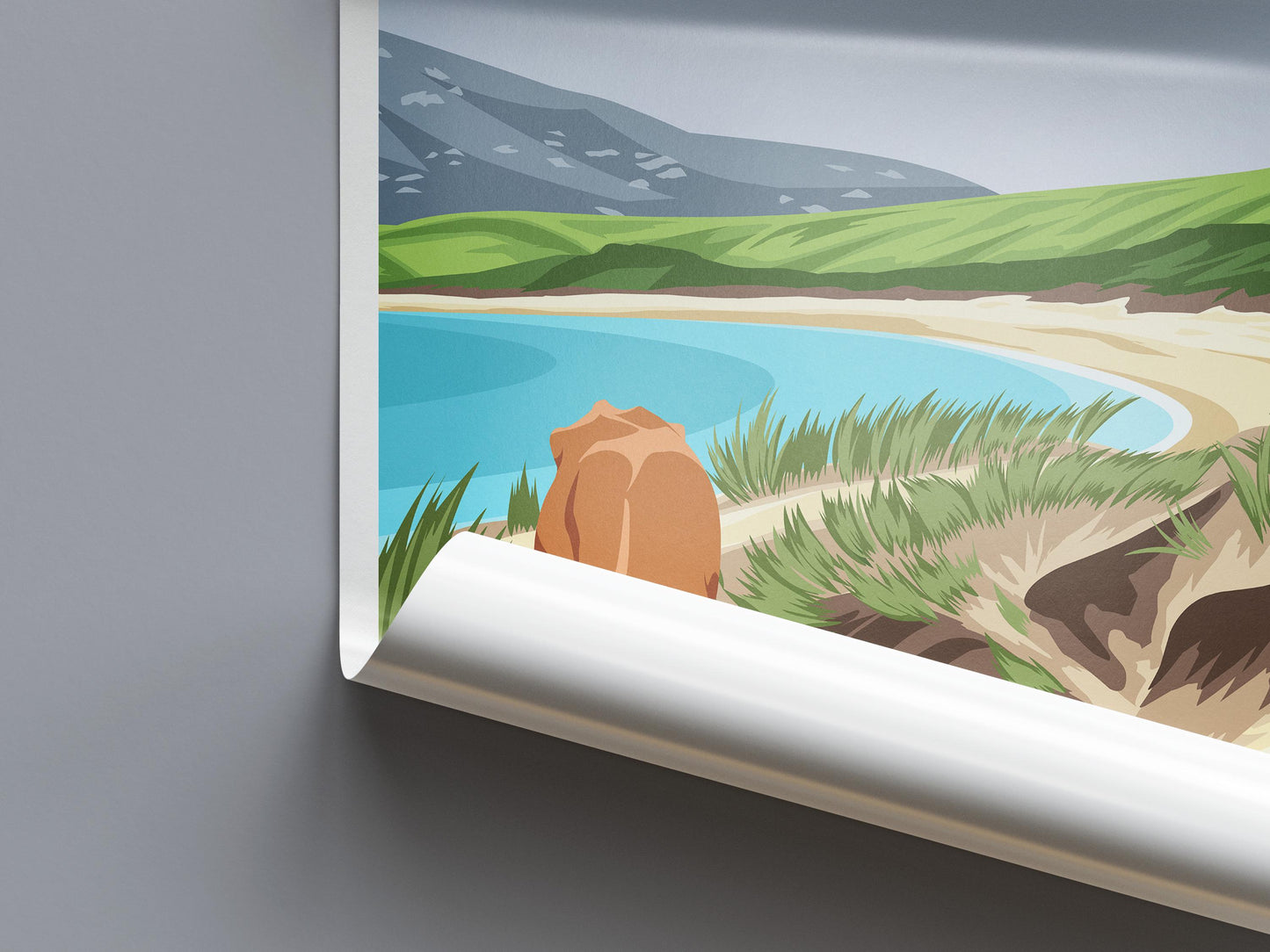 Vatersay Machair Beach Travel Poster | Outer Hebrides Wall Art | Scottish Coastal Landscape Print | Cows on Beach | A4–A1 Matt or Satin