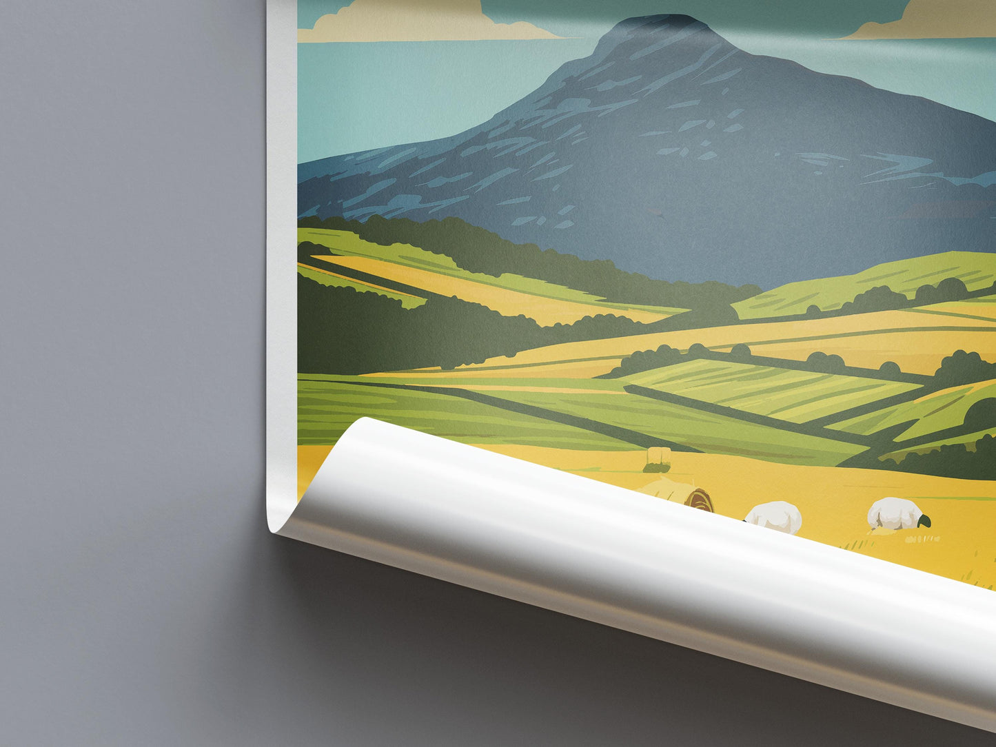 Bennachie Travel Poster, Aberdeenshire Wall Art, Scottish Landscape Print, Vintage Style Illustration (A4–A2)