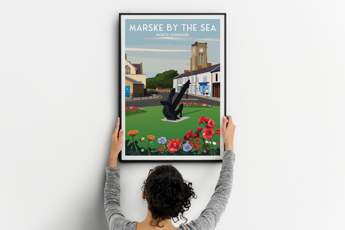Marske-by-the-Sea Travel Poster | North Yorkshire Wall Art Print | Coastal Town Illustration | A4–A1 Sizes | Matt or Satin