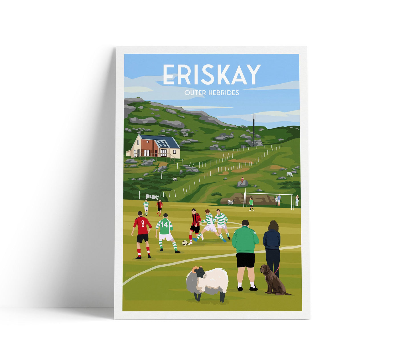 Eriskay Travel Poster – Football Pitch - Outer Hebrides Wall Art Print