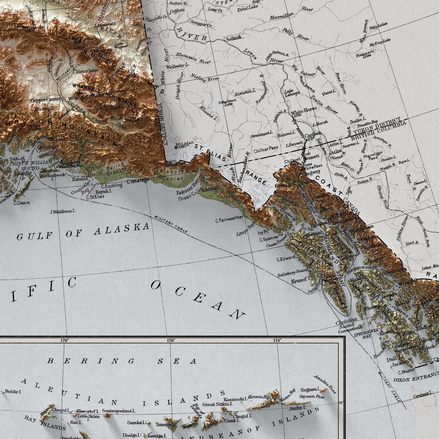 Alaska Map | Topographic map | Shaded relief map | USA