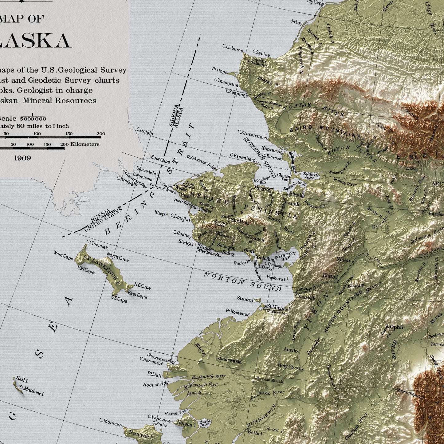 Alaska Map | Topographic map | Shaded relief map | USA