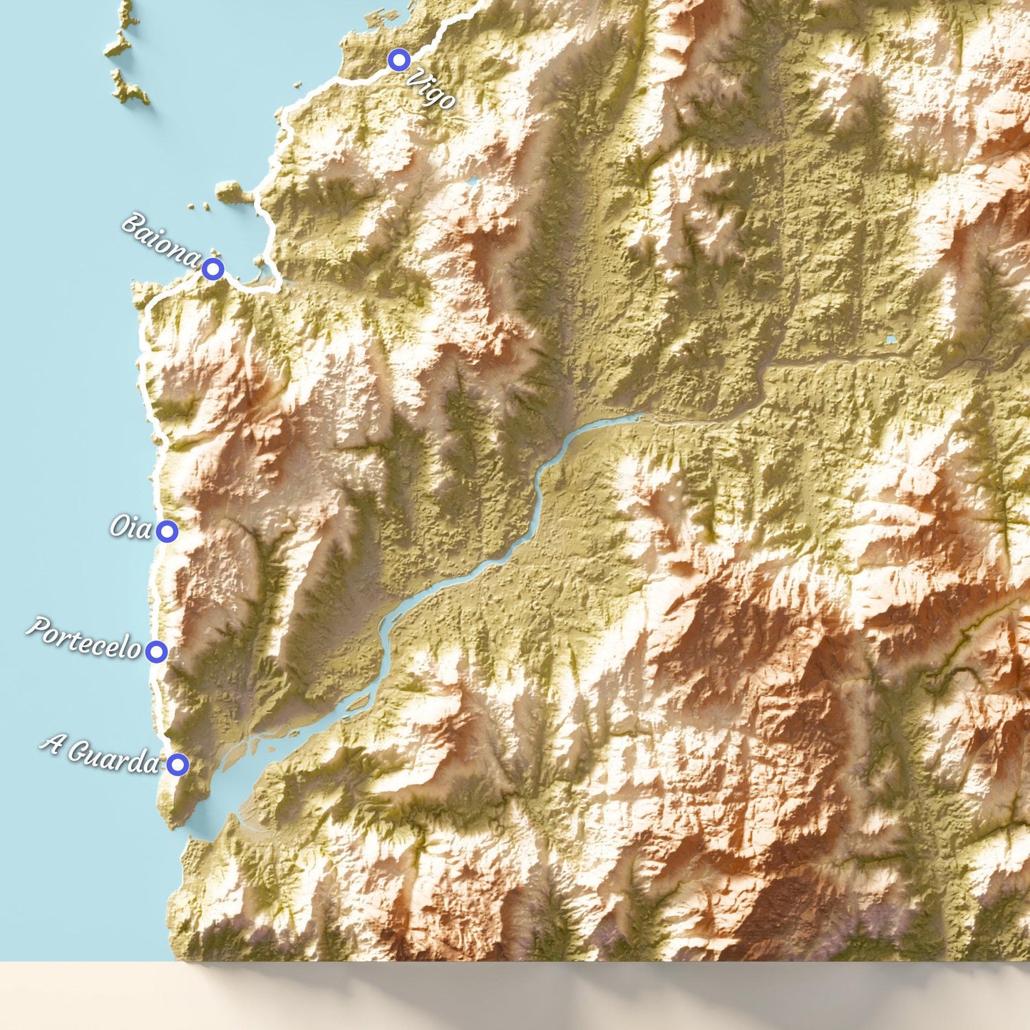 Camino de Santiago Trail Map Print – The Way of St James (A Guarda to Santiago de Compostela)